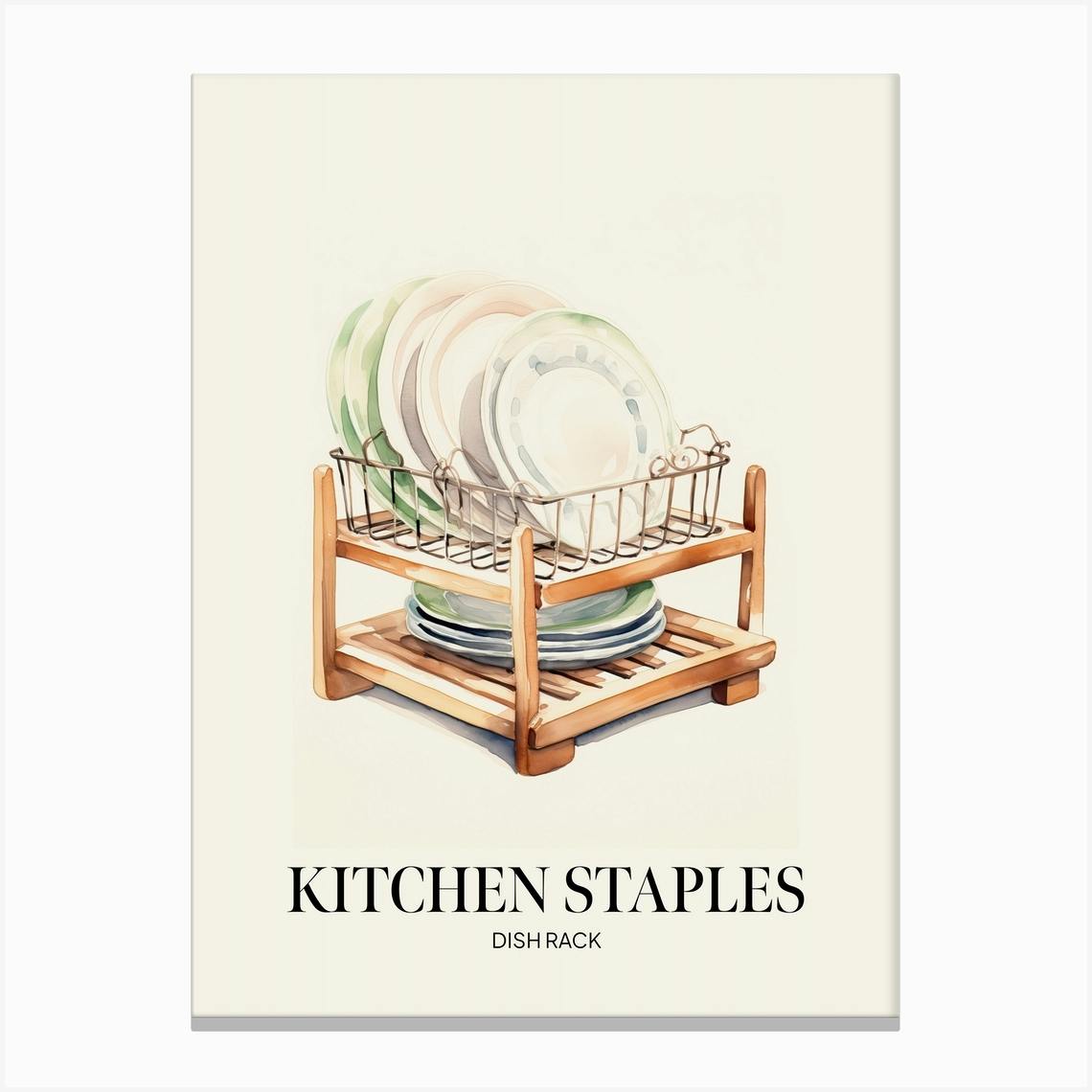 Kitchen Staples Dish Rack Canvas Print