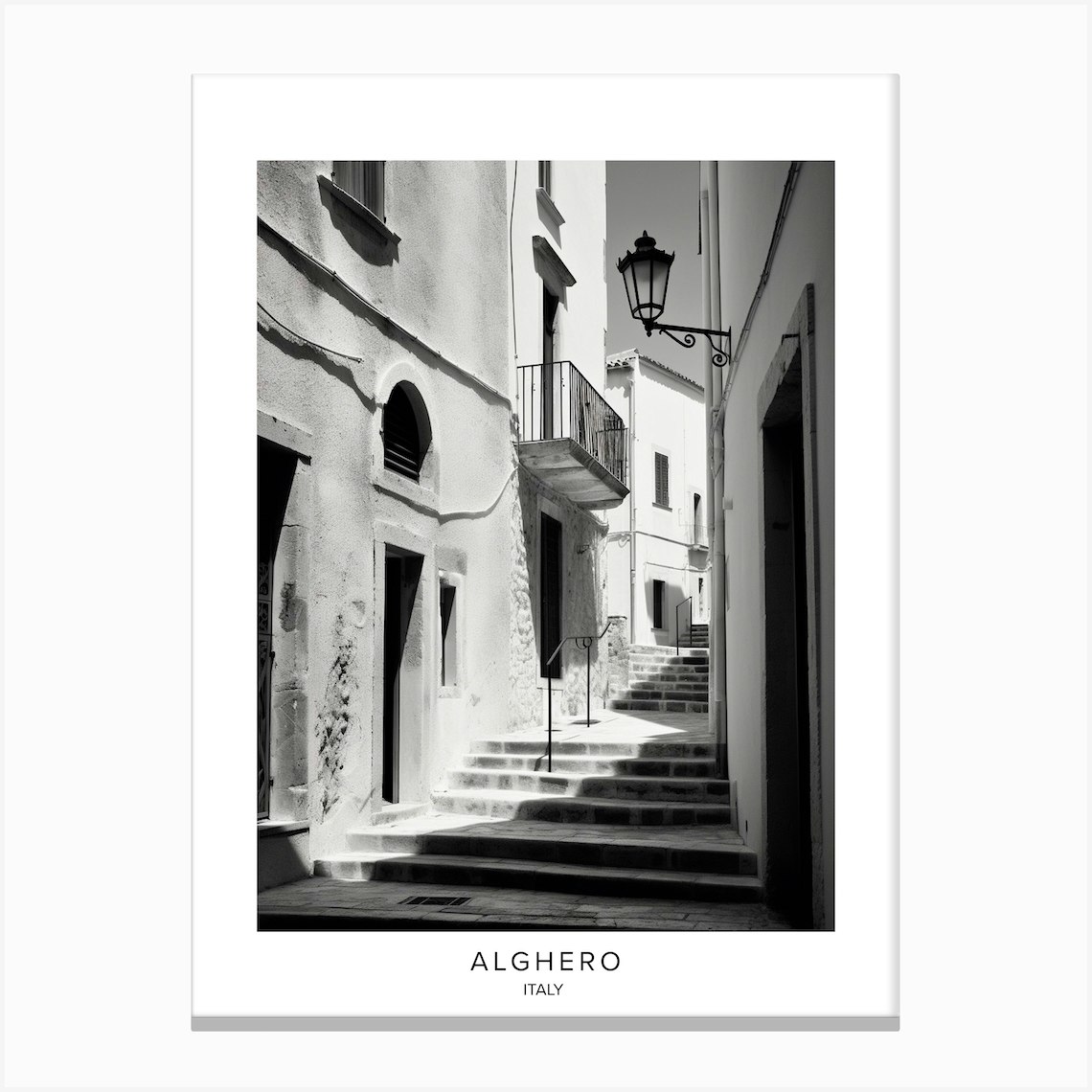 Poster Of Alghero Italy Black And White Analogue Photography 3 Canvas