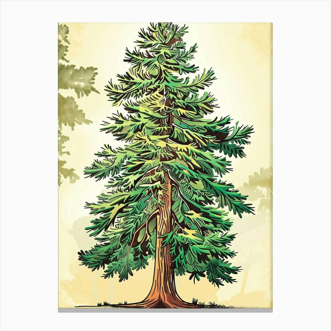 Cedar Tree Storybook Illustration 2 Canvas Print by Bough And Bloom ...