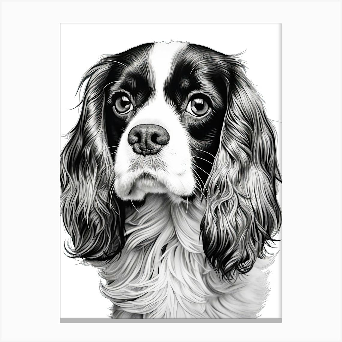 ARTCANVAS Cavalier King Charles 2024 Spaniel Dog Breed Blue Canvas Art Print