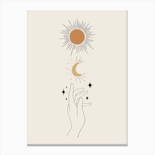 Hands Celestial Finger Pointing Light Canvas Print by Planeta444 - Fy