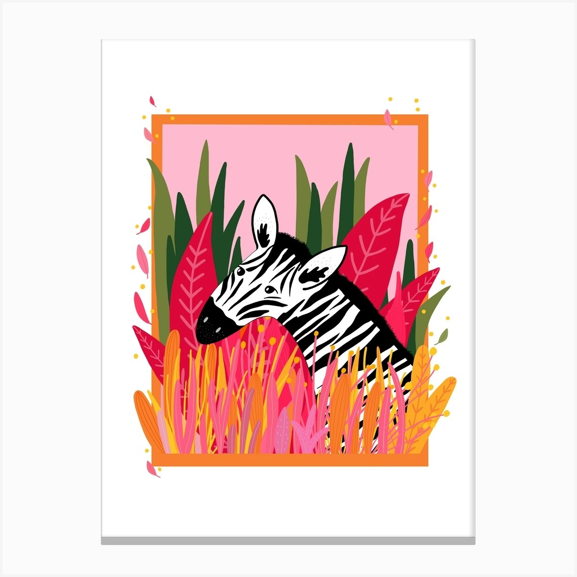 Pink Zebra Canvas Print by Niamh Illustrates Fy