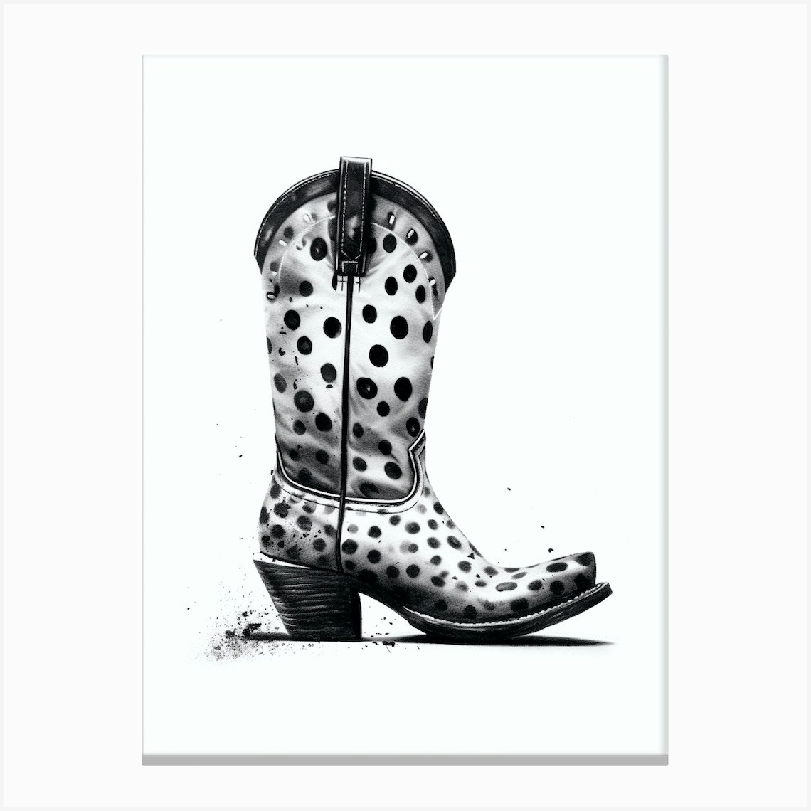 black-and-white-cowgirl-boots-illustration-2-canvas-print-by-retro-west