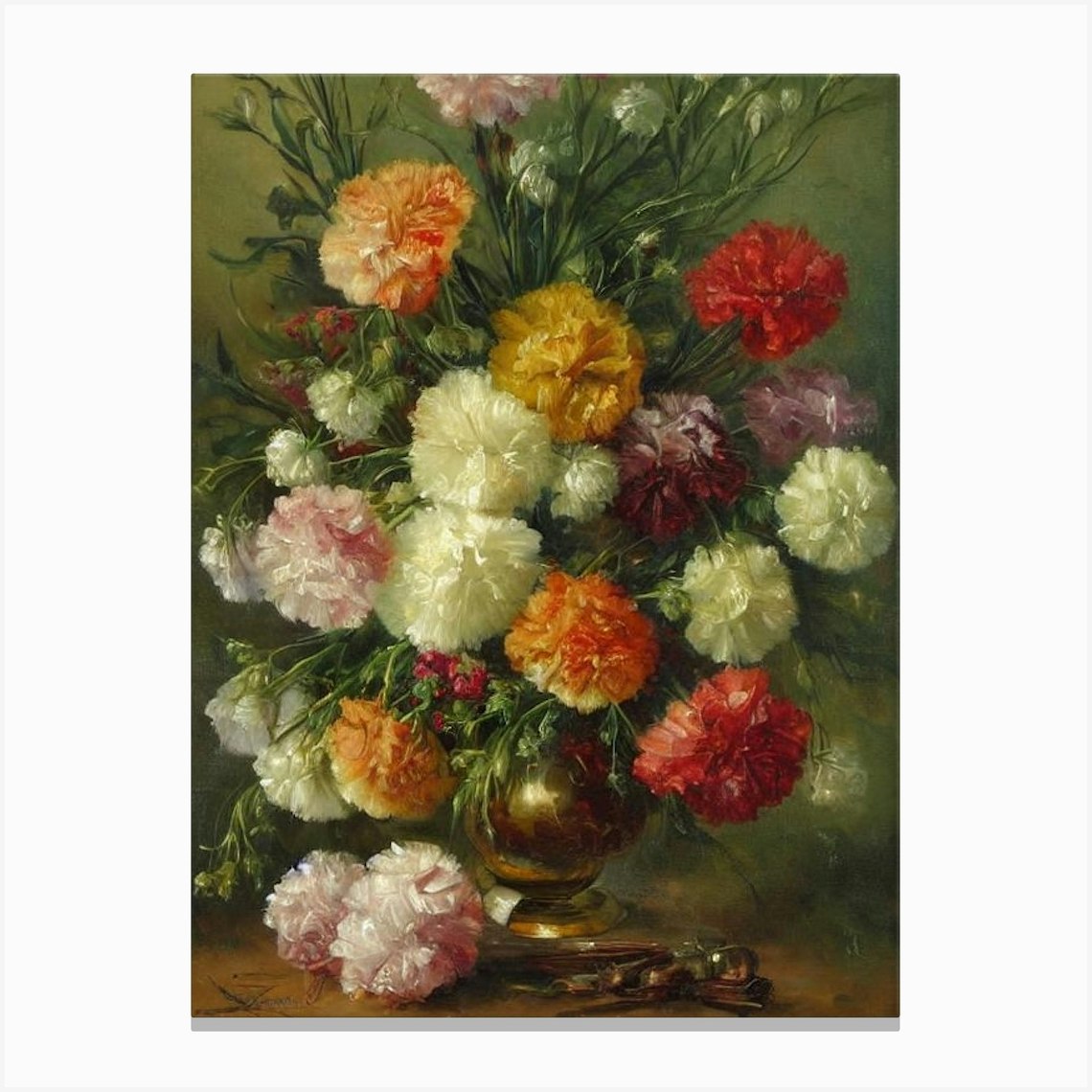 Carnations Painting 3 Canvas Print by The Artsy Florist Fy