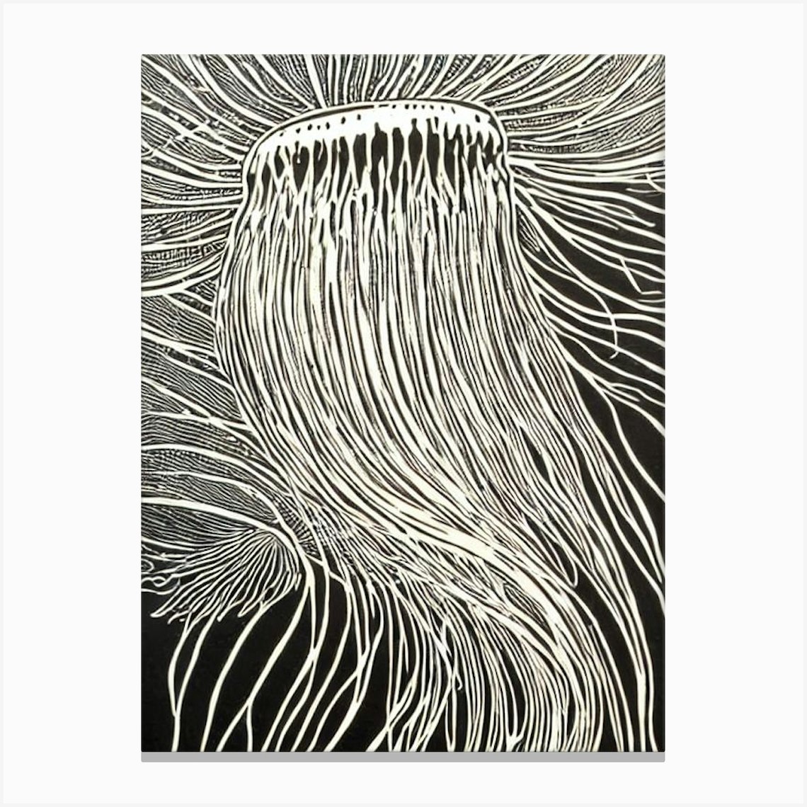Jellyfish Linocut Canvas Print by Sea Life Prints Fy