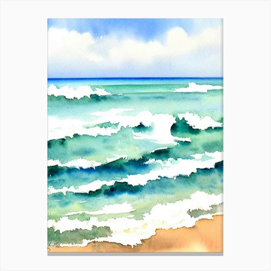 Bathsheba Beach 3, Barbados Watercolour Canvas Print by Sand & Surf ...