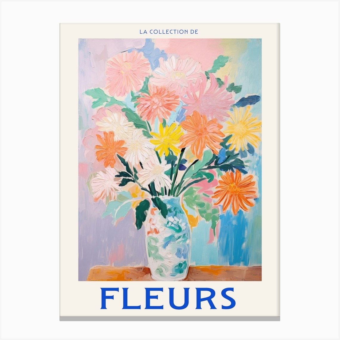 French Flower Poster Chrysanthemum Canvas Print by Botanic Studio Fy