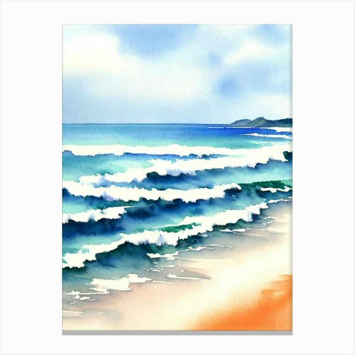 Coolum Beach 3, Australia Watercolour Canvas Print by Sand & Surf ...