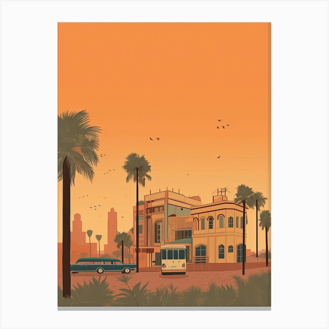 Karachi Pakistan Travel Illustration 3 Canvas Print by Fusion Designs Fy