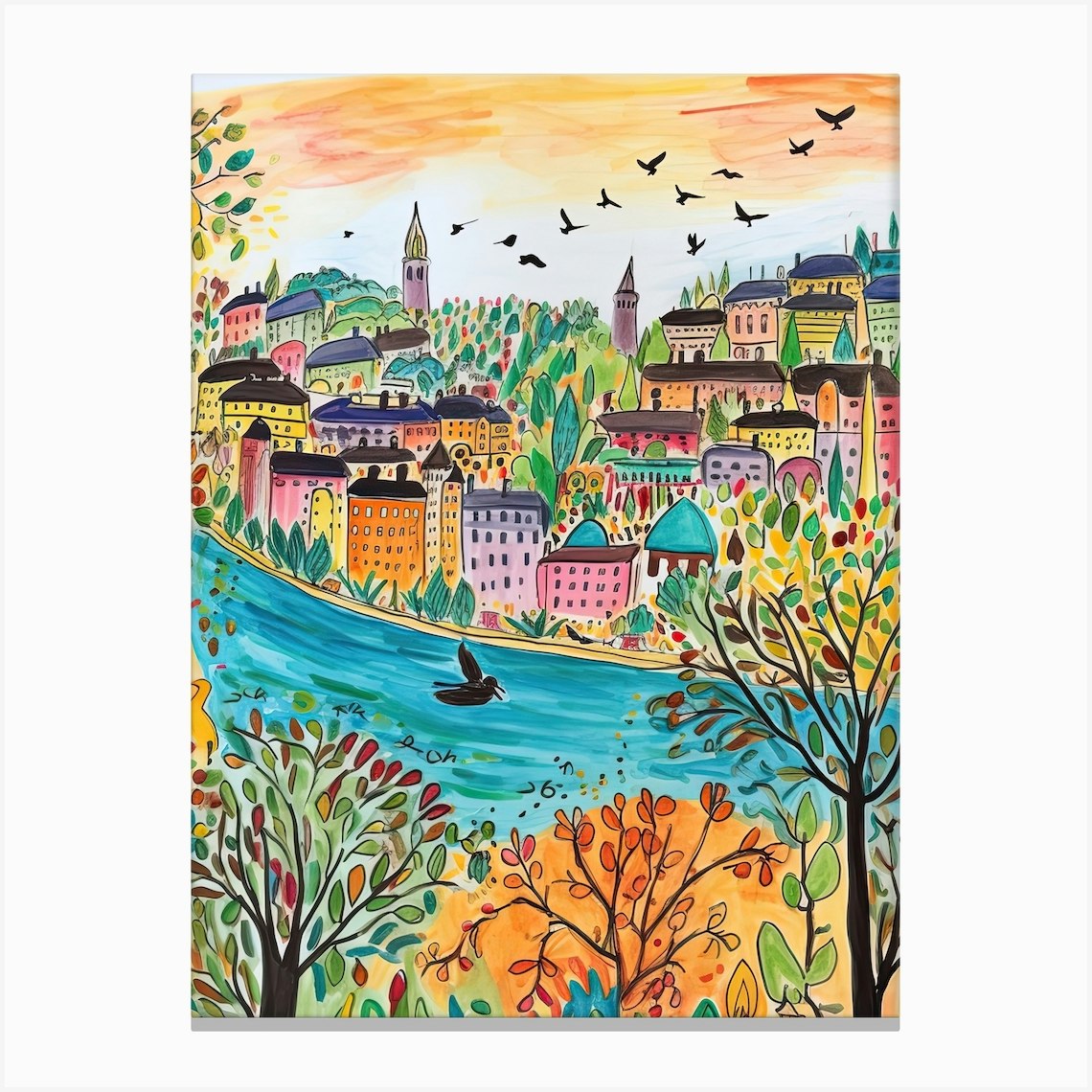 Canberra, Dreamy Storybook Illustration 4 Canvas Print by Travel Poster