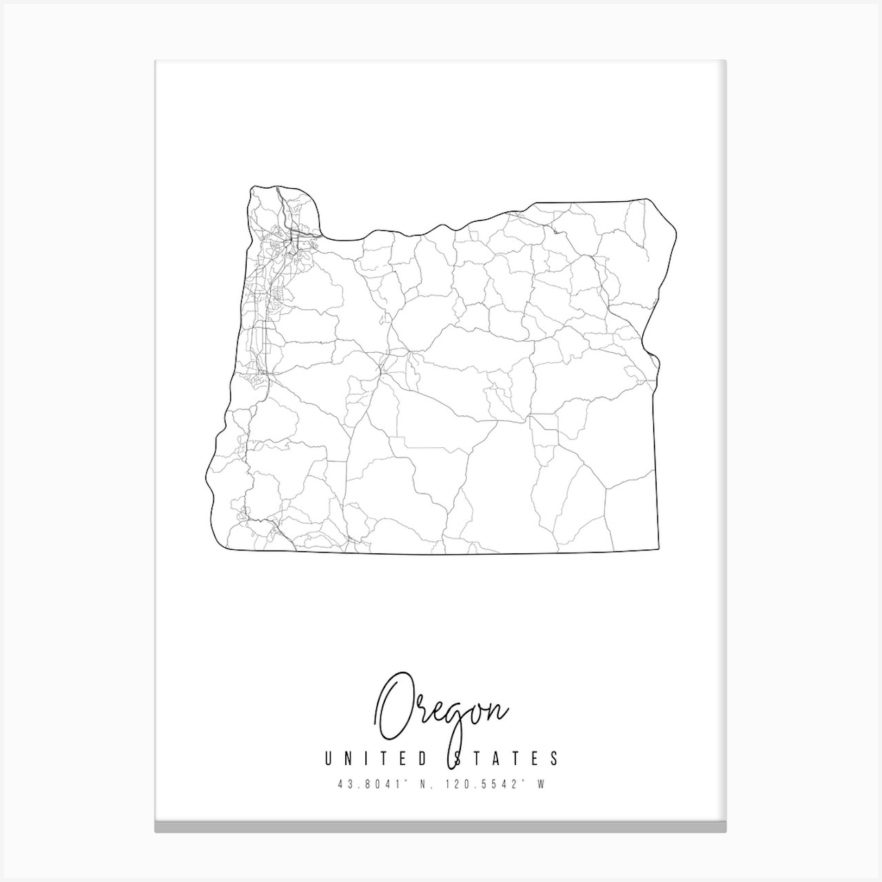 Oregon Minimal Street Map Art Print by Typologie Paper Co - Fy