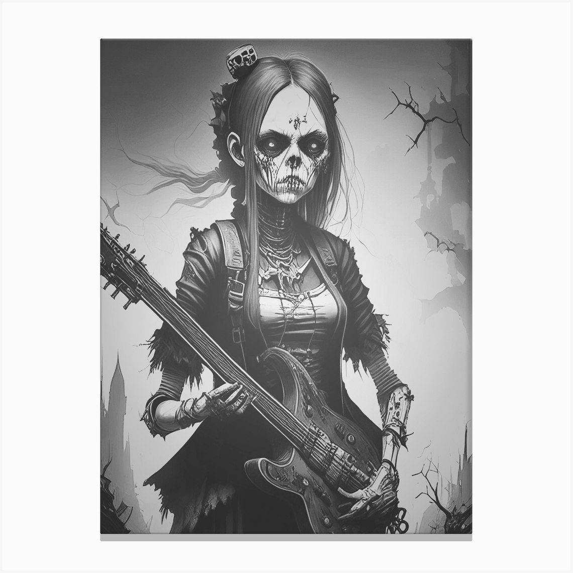 Monster Skull Zombie musician Haunted t-shirt design Haunting album art ...