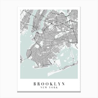 Brooklyn New York Street Map Minimal Color Canvas Print by Typologie ...