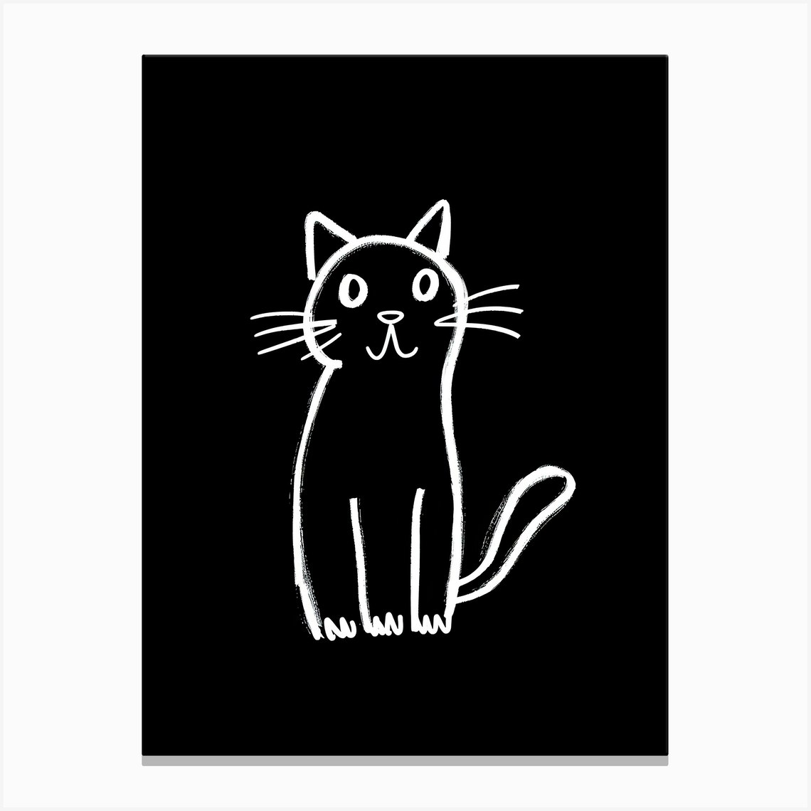 Black And White Cat Line Drawing 3 Canvas Print by Meowsterpieces - Fy