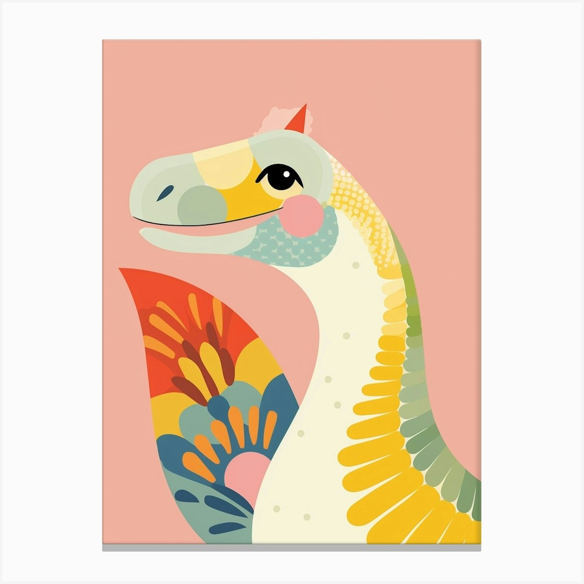 Colourful Dinosaur Nigersaurus Canvas Print by Scribble Studio - Fy