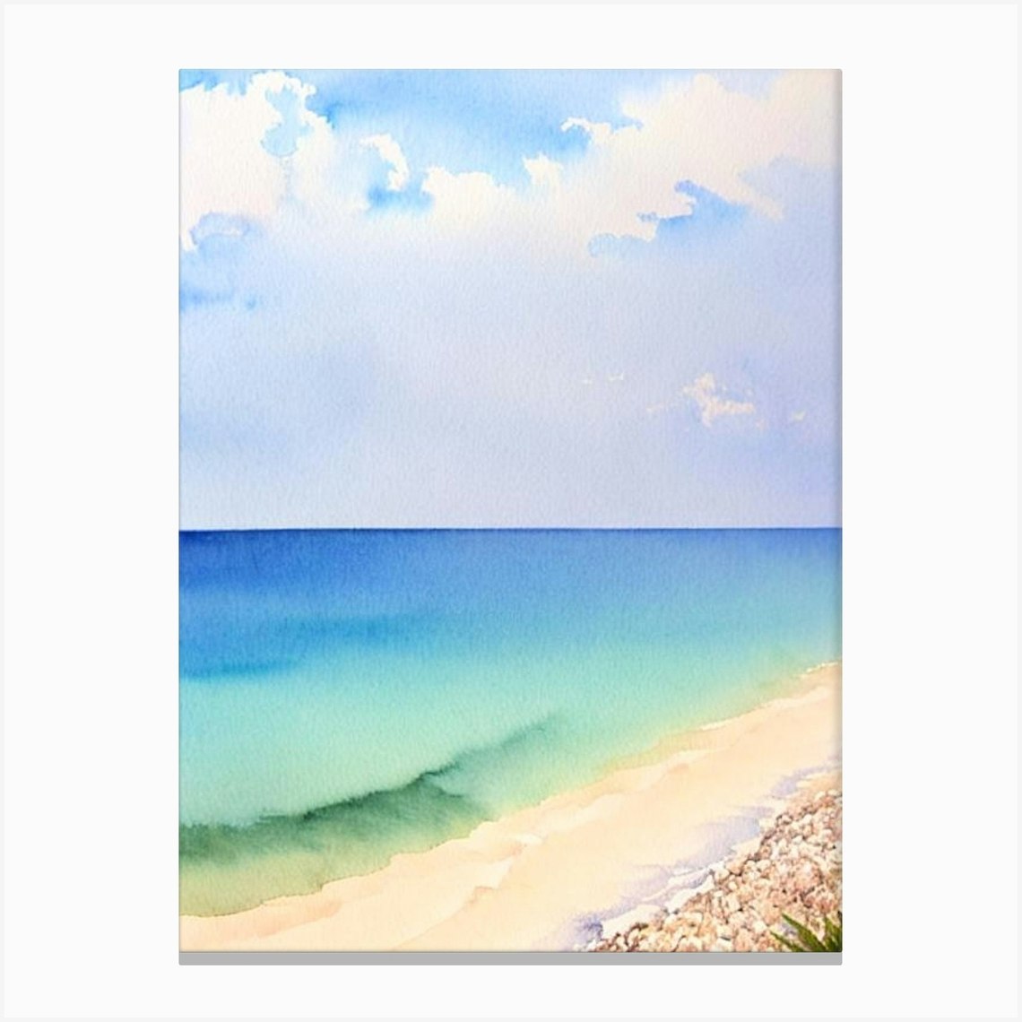 Myrtos Beach, Kefalonia, Greece Watercolour Canvas Print by Sand & Surf ...