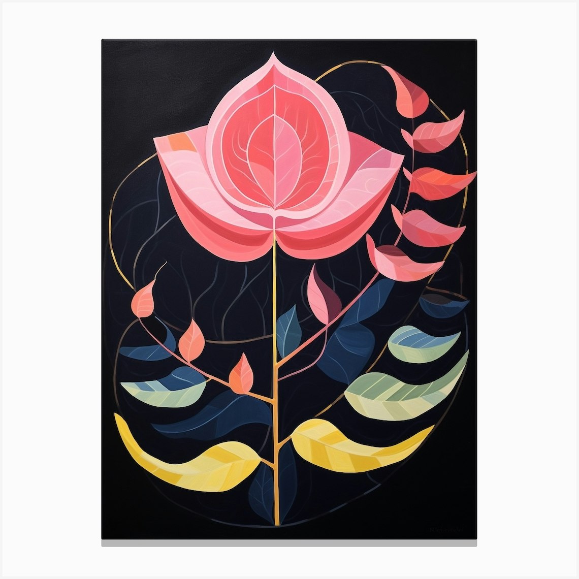 Rose 2 Hilma Af Klint Inspired Flower Illustration Canvas Print by ...