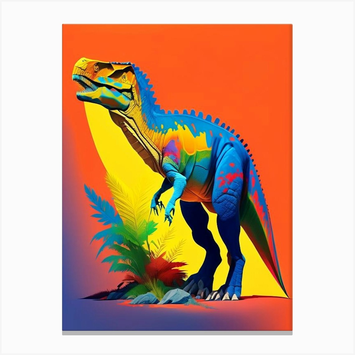 Camptosaurus Primary Colours Canvas Print by Roarsome Art - Fy