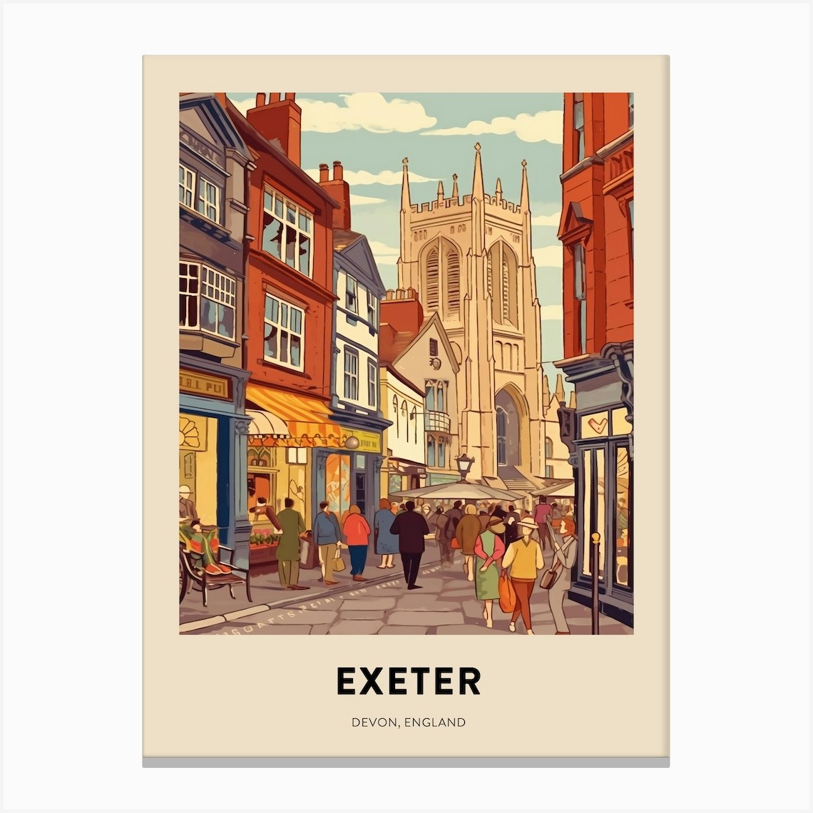 Devon Vintage Travel Poster Exeter 3 Canvas Print by Travel Poster