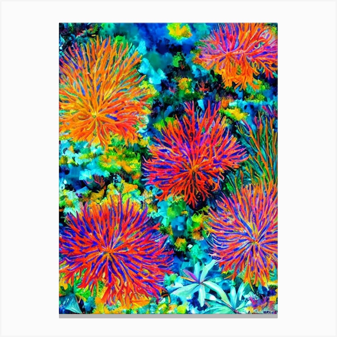 Acropora Digitifera Vibrant Painting Canvas Print by Reef Reflections - Fy
