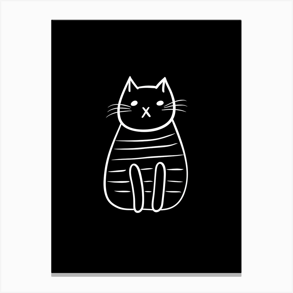 Black And White Cat Line Drawing 4 Canvas Print by Meowsterpieces - Fy