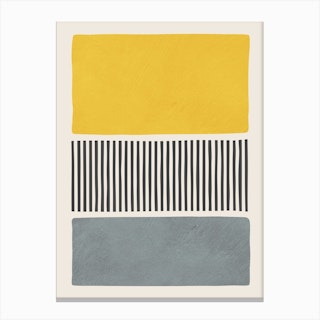 Yellow Gray Block Vertical Black Stripes Art Print by Emc Design Lab - Fy