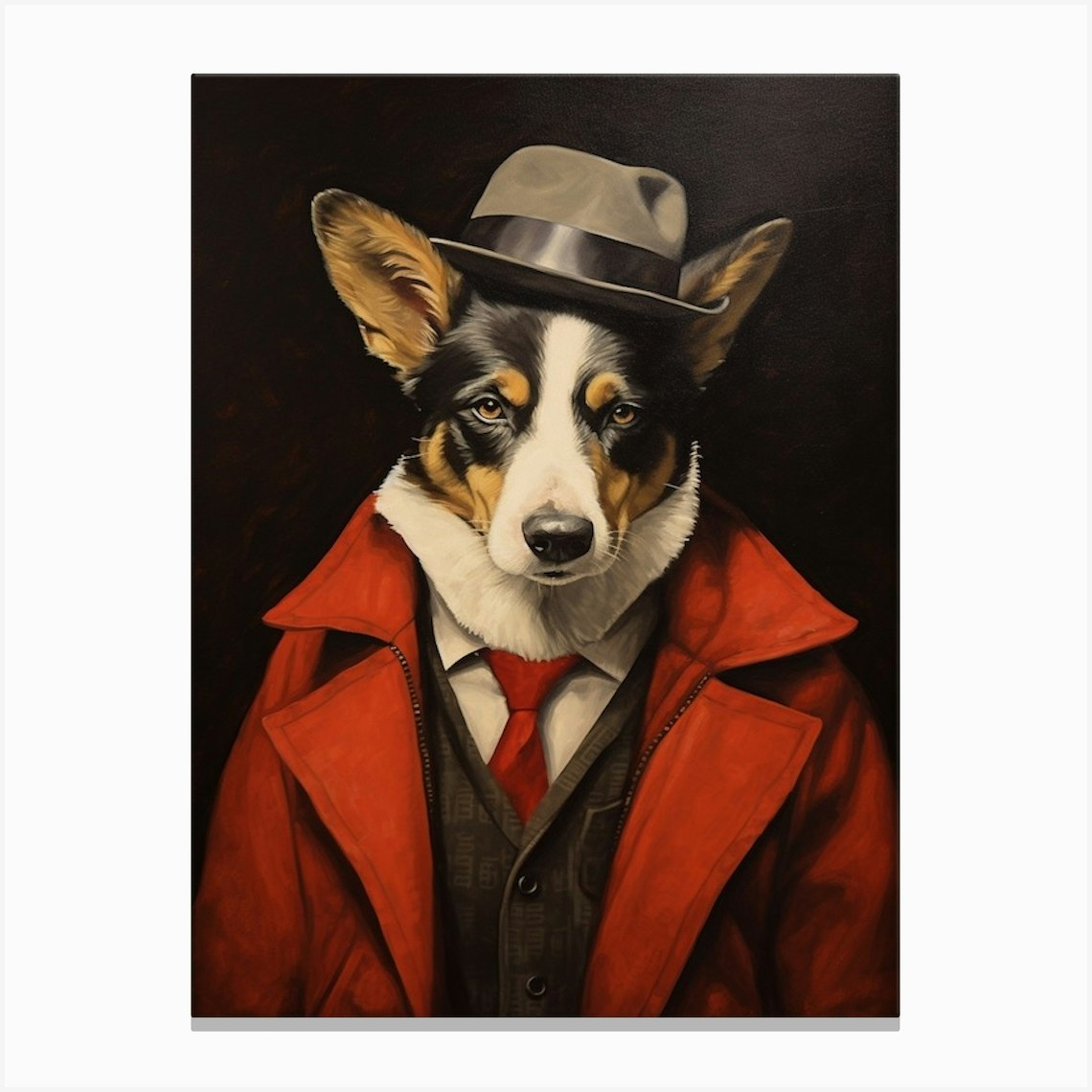 Gangster Dog Cardigan Welsh 2 Canvas Print by Woof and Whiskers Fy