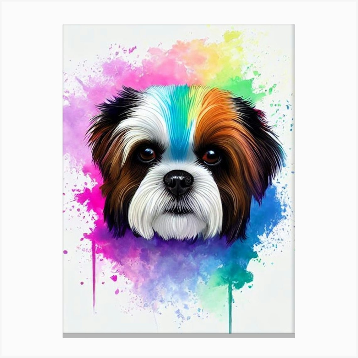 Shih Tzu Rainbow Oil Painting Canvas Print by Pooch Prints - Fy