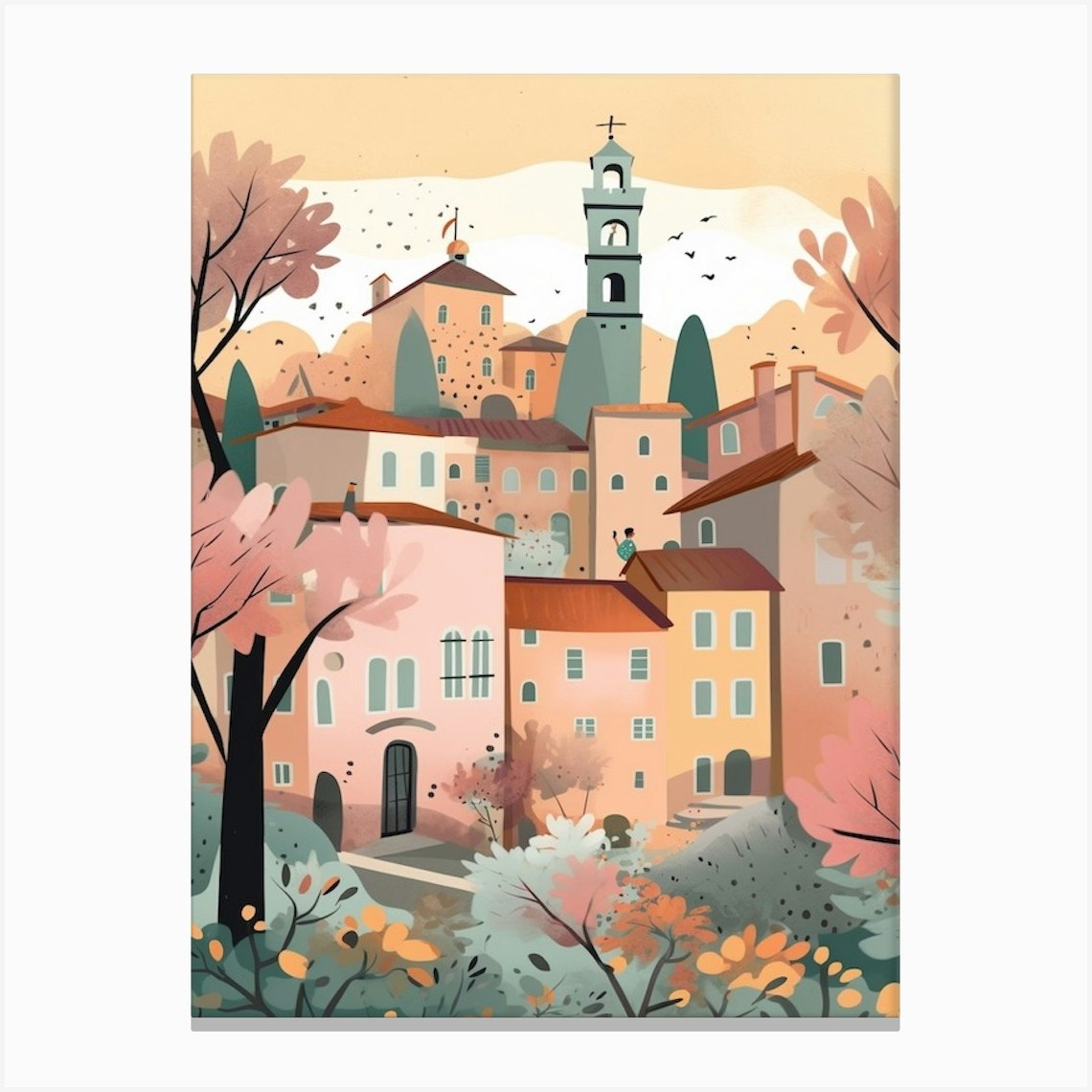 Lucca, Italy Illustration Canvas Print by MedArt Fy