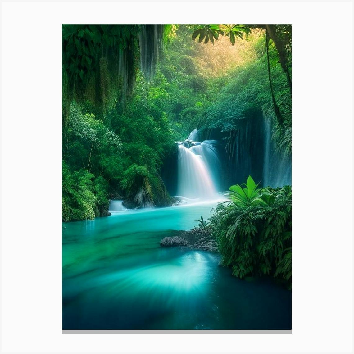 Turquoise Falls on outlet Canvas