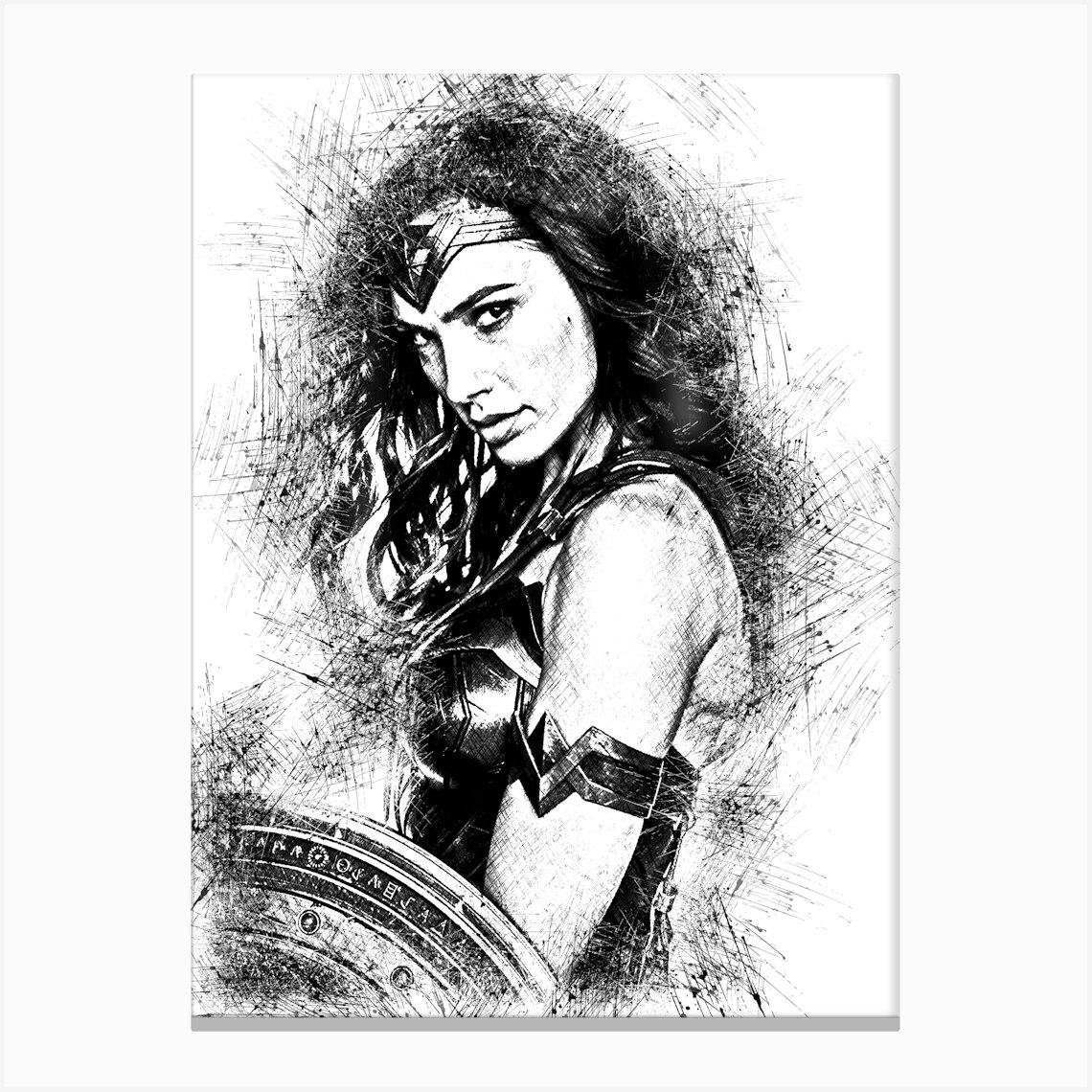 Gal Gadot Wonder Woman Sketch Canvas Print by KunStudio - Fy