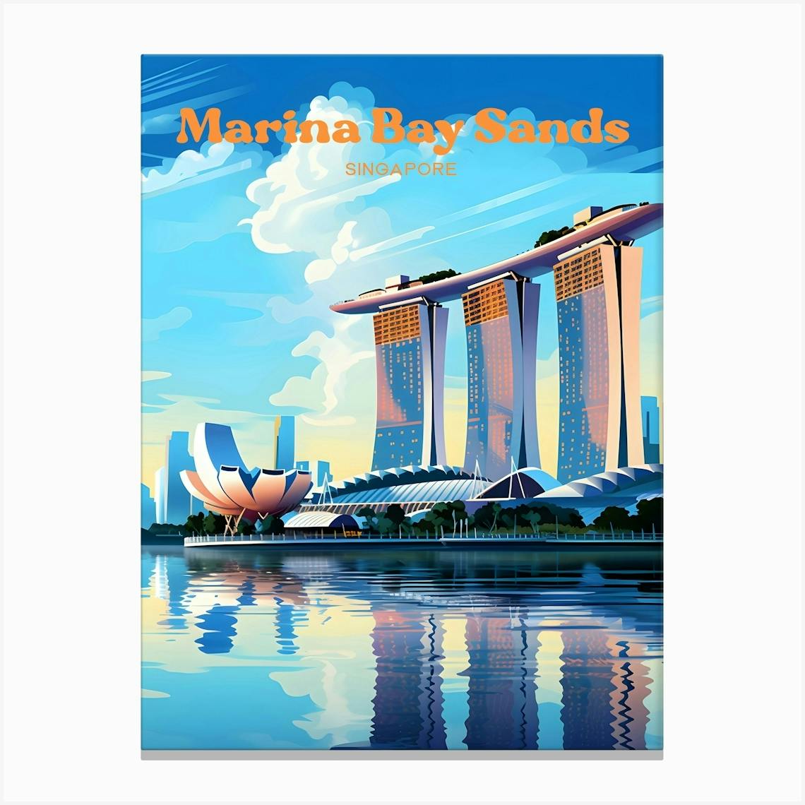 Marina Bay Sands Singapore Summer Travel Illustration Art
