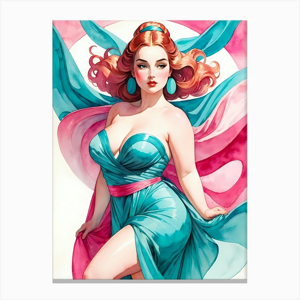 Portrait Of A Curvy Woman Wearing A Sexy Costume 26 Art Print by