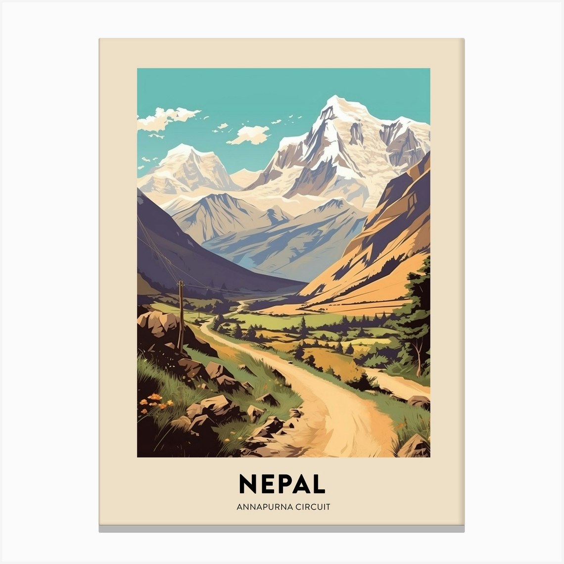 Annapurna Circuit Nepal 2 Vintage Hiking Travel Poster Canvas Print by ...