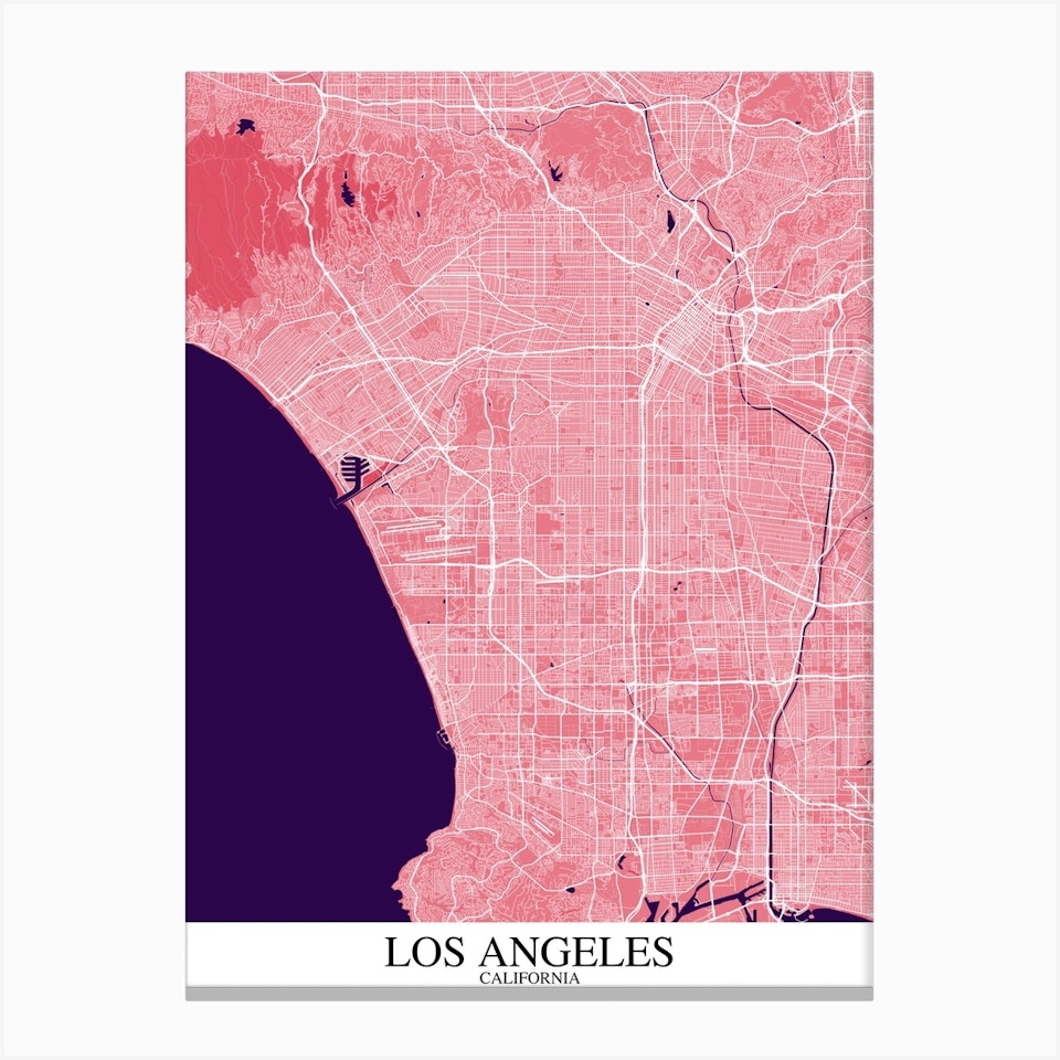 Los Angeles California Pink Purple Art Print by Mapply - Fy