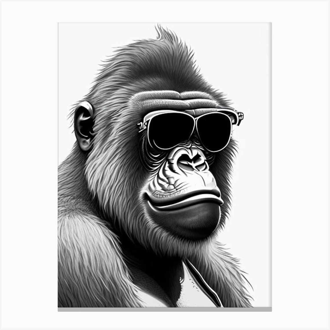 Angry Gorilla Gorillas Pencil Sketch 3 Canvas Print by Primate Prints - Fy