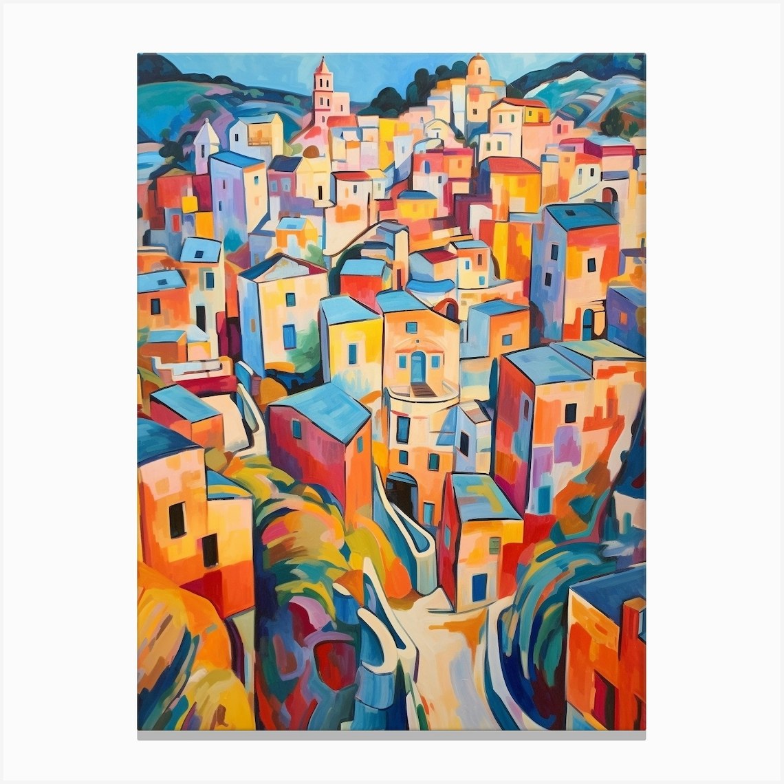 Matera Italy 1 Fauvist Painting Canvas Print by MedArt - Fy