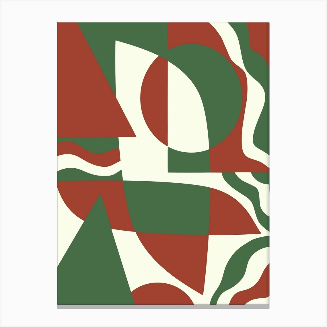 Geometrical Red And Green Canvas Print by Little Dean Fy