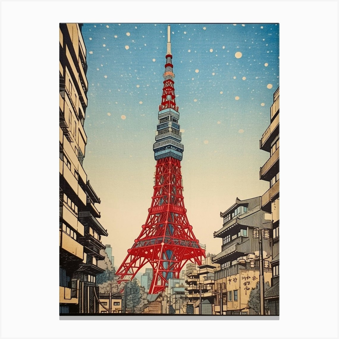 Tokyo Tower, Japan Vintage Travel Art 1 Canvas Print by Travel Poster ...