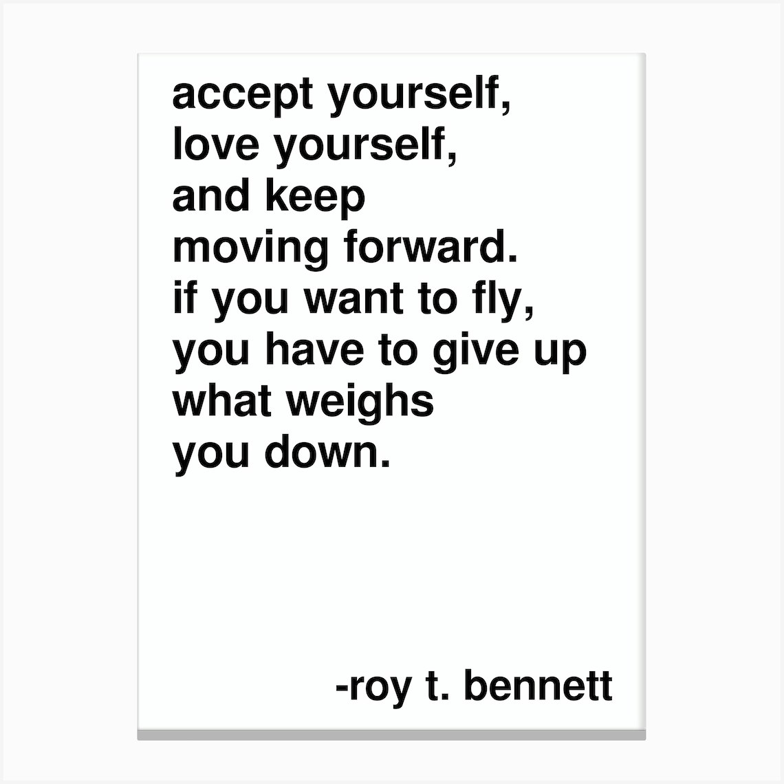 Love Yourself Roy Bennett Statement Quote In White Canvas Print by Pixy ...