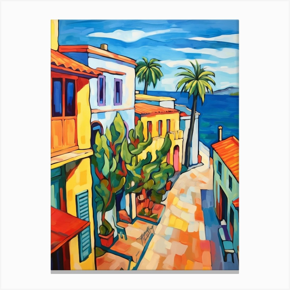 Limassol Cyprus 1 Fauvist Painting Canvas Print by MedArt Fy