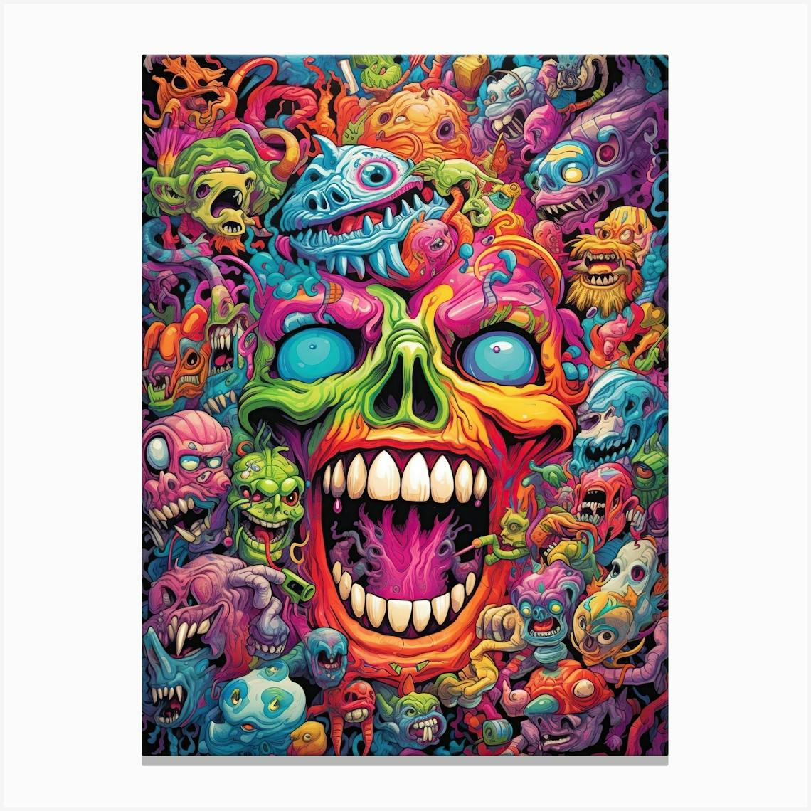ミステリアスアイ / 油絵 Psychedelic Art 1 Canvas Print by artistai - Fy