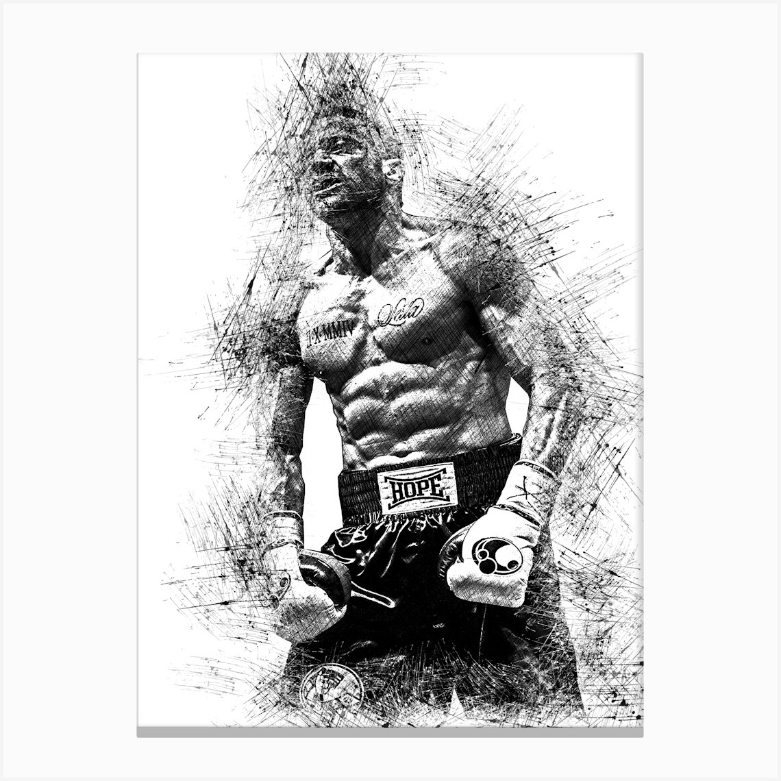 Southpaw Sketch Drawing Canvas Print by KunStudio - Fy