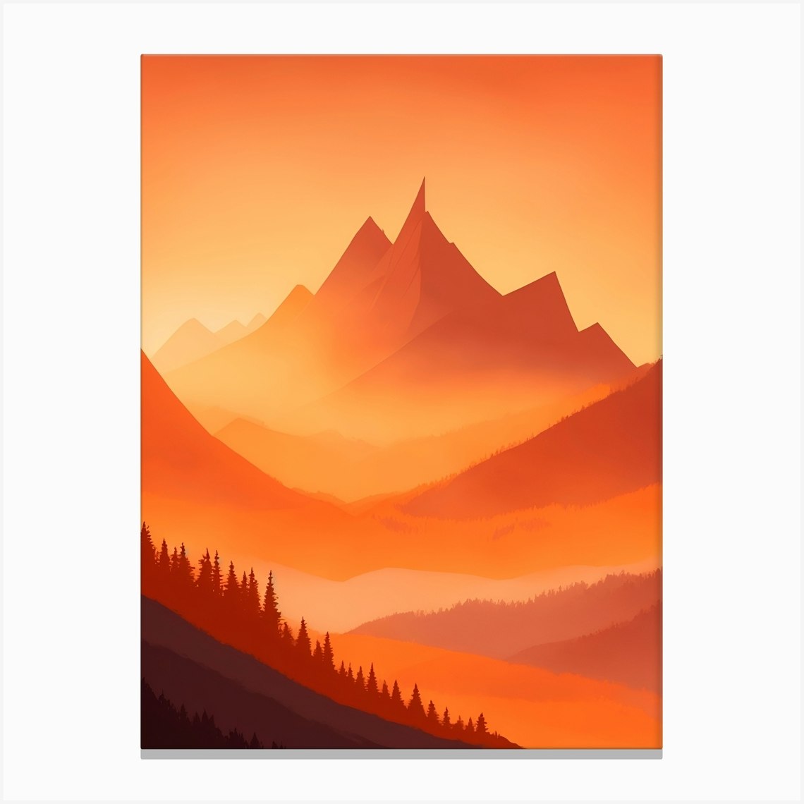 Misty Mountains Vertical Composition In Orange Tone 126 Canvas Print by ...