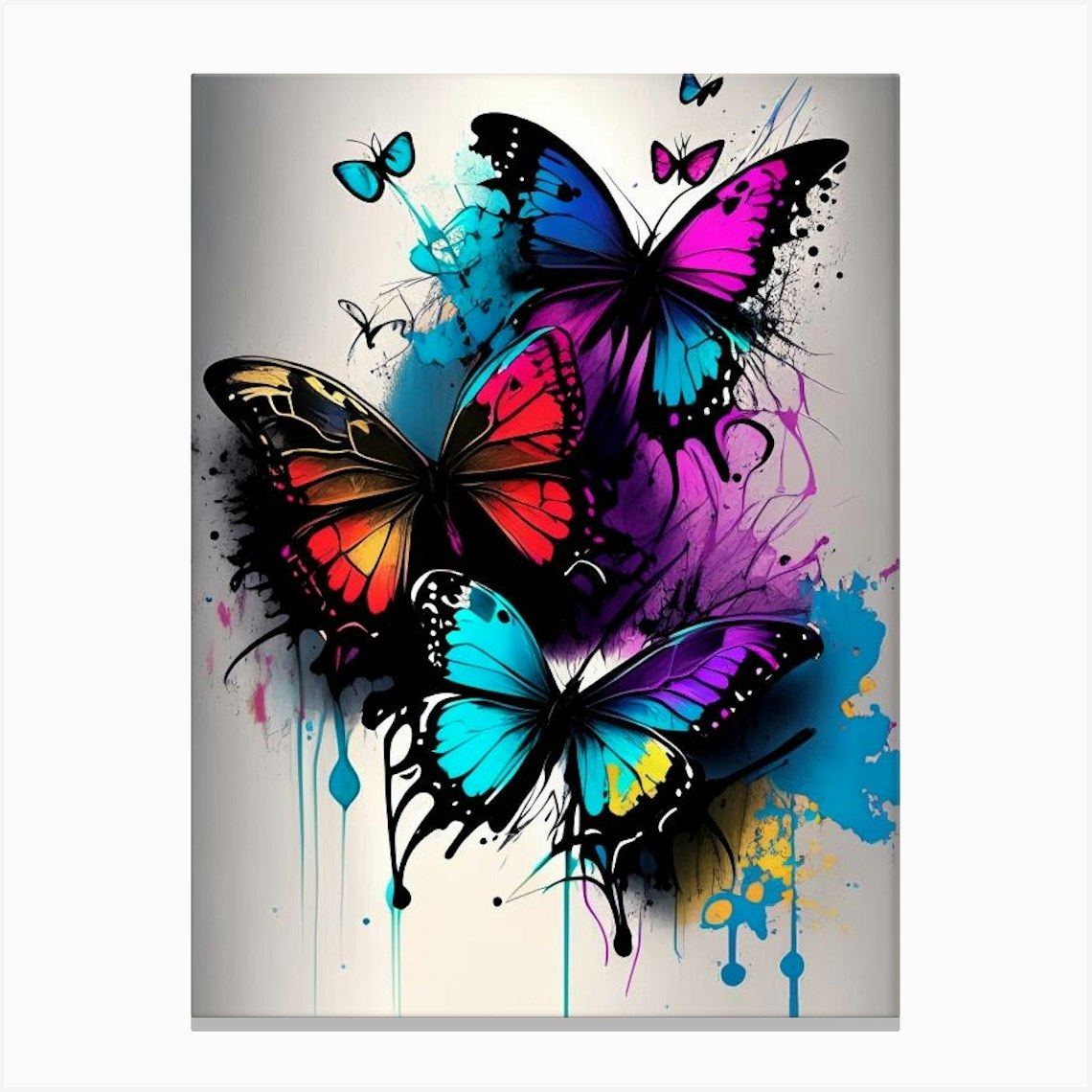 Colorful Butterflies Graffiti Illustration 2 Canvas Print by Papillon ...