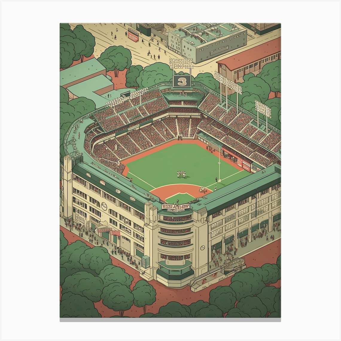 Fenway Park United States Travel Illustration 4 Canvas Print by Fusion ...