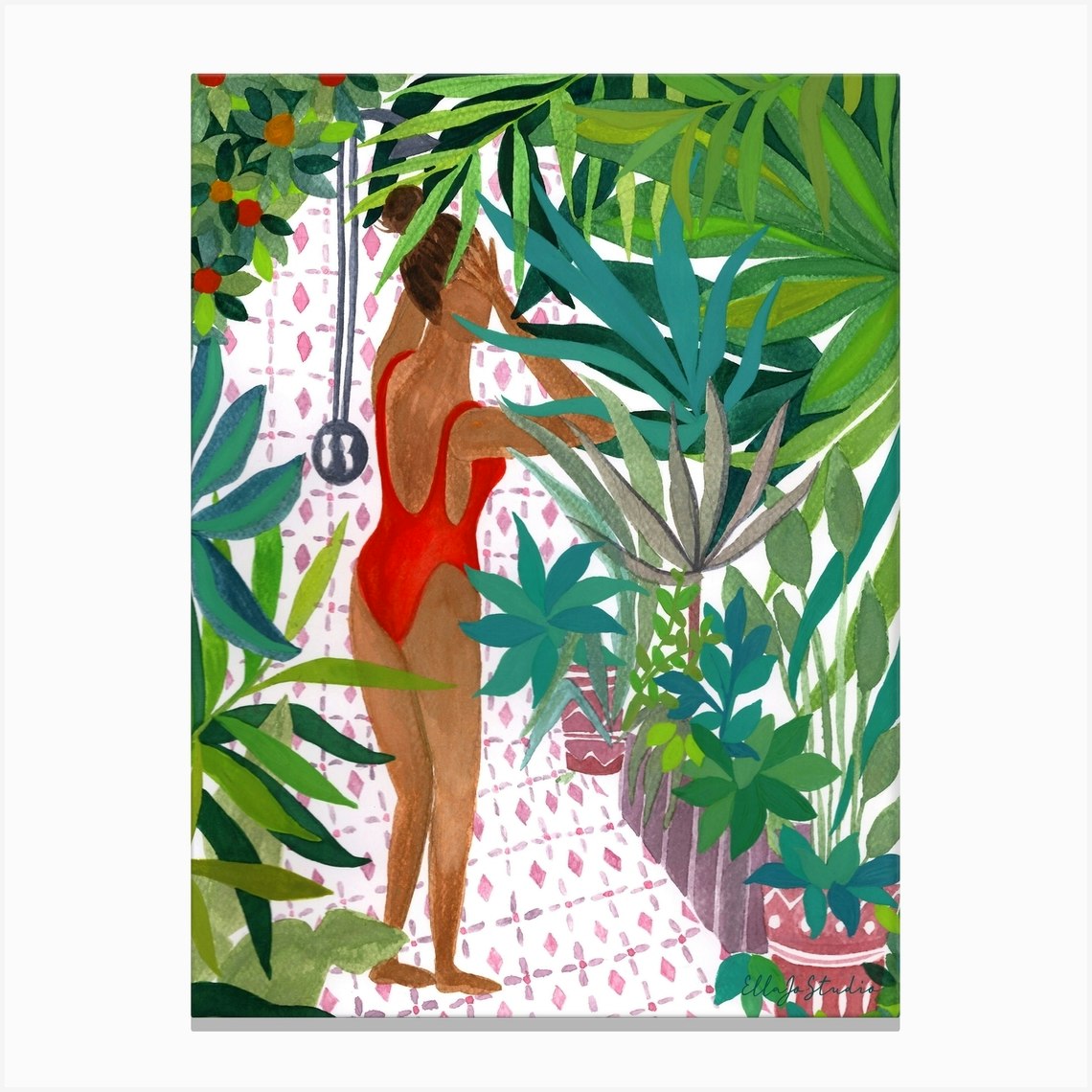Jungle Shower Canvas Print by EllaJo Studio Fy