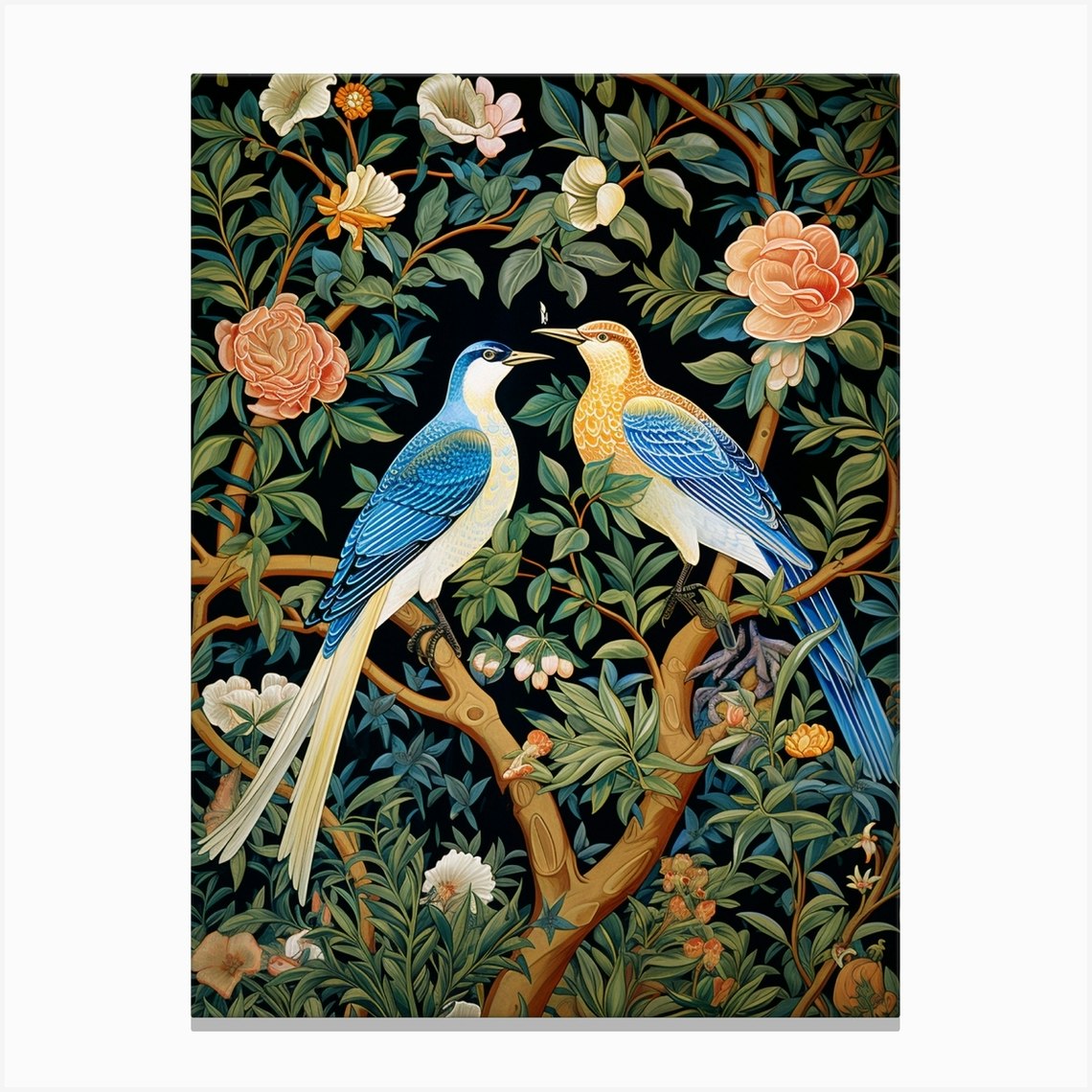 Two Birds In A Tree Canvas Print by Rizwana Khan - Fy