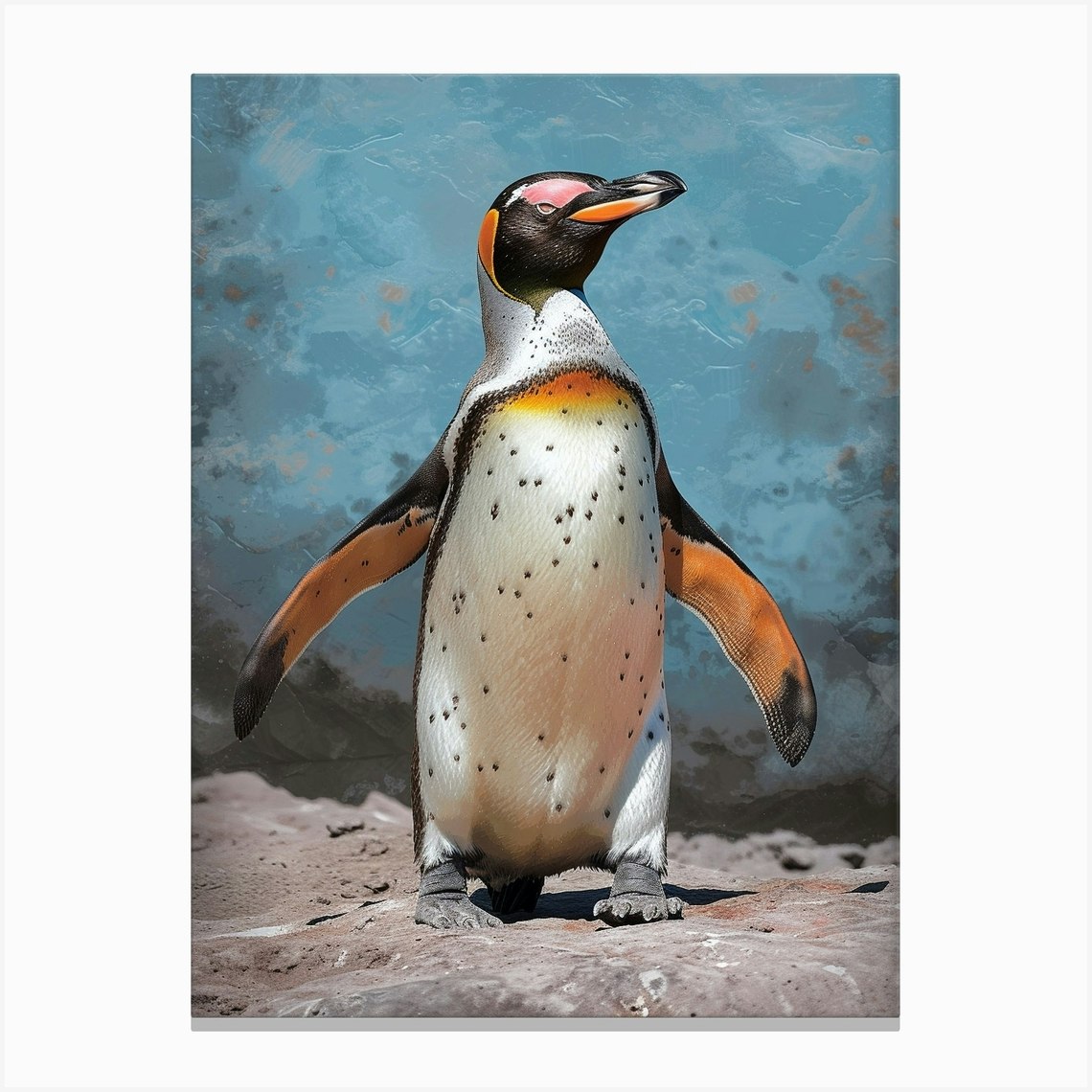 Galapagos Penguin Bartolom Island Colour Block Painting 4 Canvas Print ...