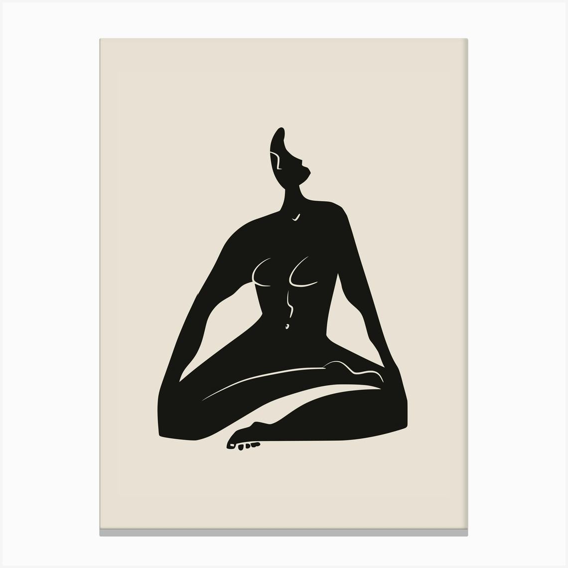 Meditating Nude In Black Canvas Print by Little Dean Fy